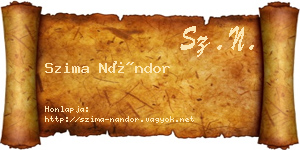Szima Nándor névjegykártya